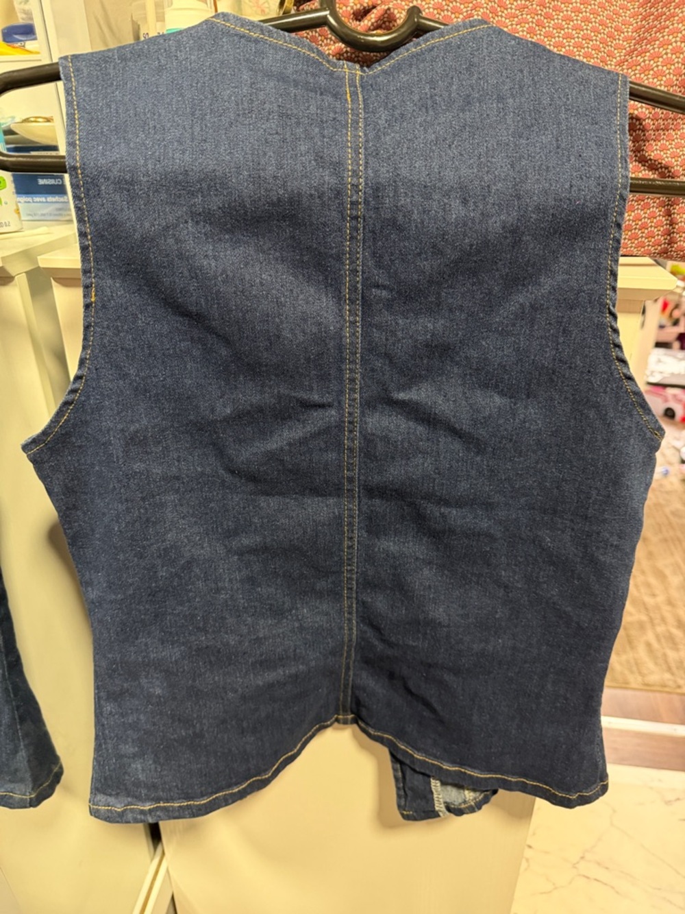 Denim Button-Front Vest with Gold Buttons - Picture 2 of 5